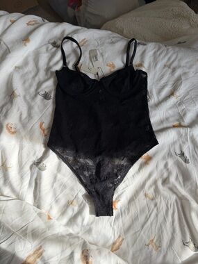 Fleur du Mal Black Lace Bodysuit with Underwire